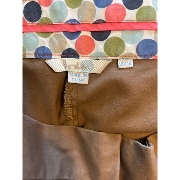Boden Brown Chinos Flat Front Tapered Leg Ankle Pants Women's Plus Size 14R - Picture 4 of 4